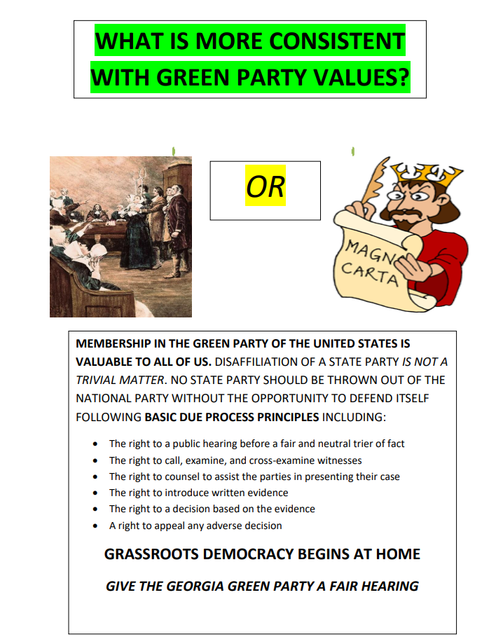 witch trials or the magna carta, can Greens support due process?